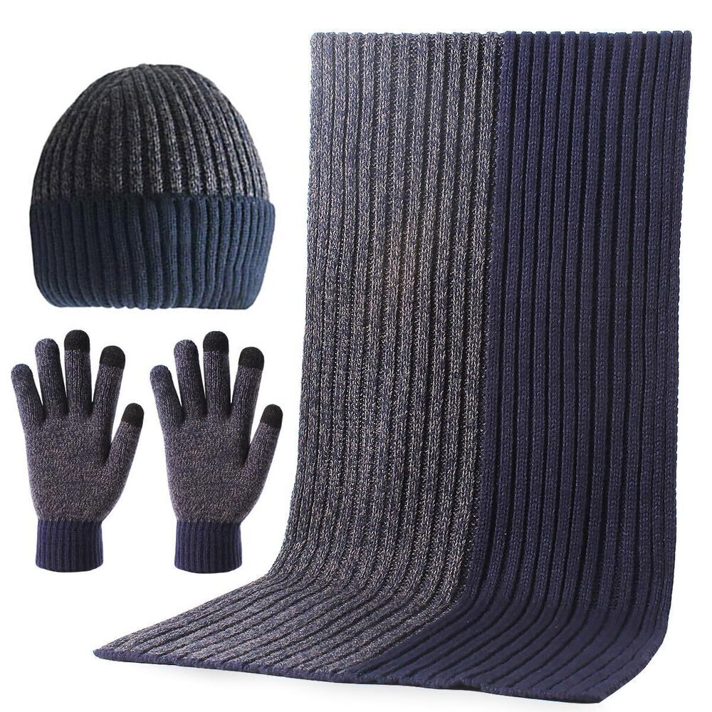 9867 3 PCS Winter Hat Scarf Gloves Set with Touchscreen Gloves 's Scaves